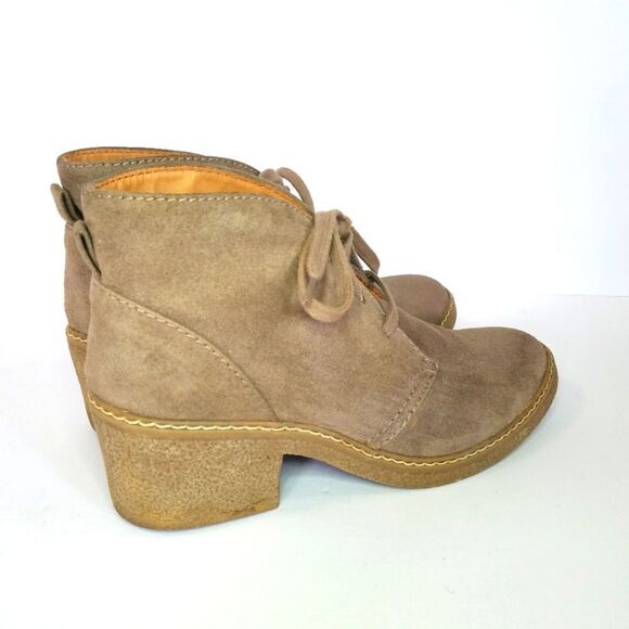 Merona Suede Lace Up Rubber Chunky Heel Ankle Boots Booties 8 - Picture 6 of 12